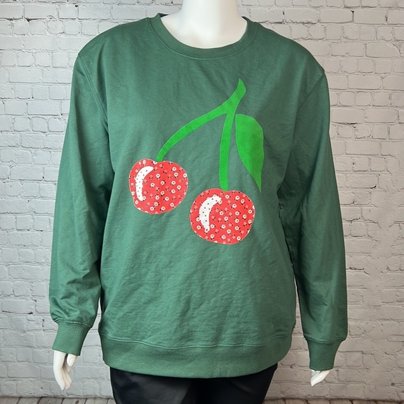 Mighty Fine Green Cherry Sweatshirt Plus Size 2X - Picture 2 of 6